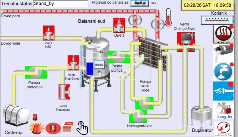 Bonifarm pasteurization phase HMI control screen